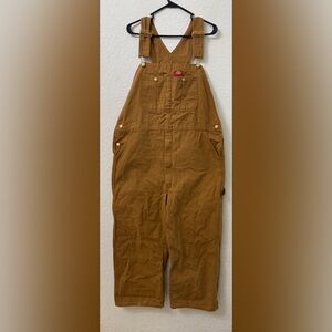 Dickies Bib Overalls 38 x 30 Brown Classic Fit Dungarees 100% Cotton Work Wear